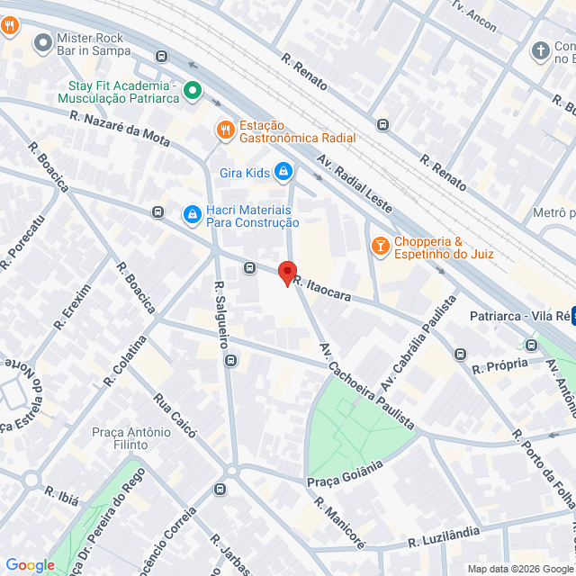 Avenida Cachoeira Paulista,47,Cidade Patriarca,São Paulo,SP,BR